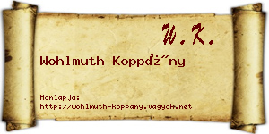 Wohlmuth Koppány névjegykártya